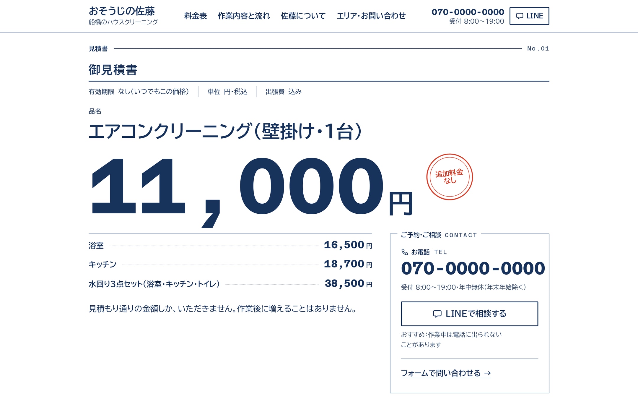 写真が少ない掃除屋さんのサイトは、一枚の「正直な見積書」になった